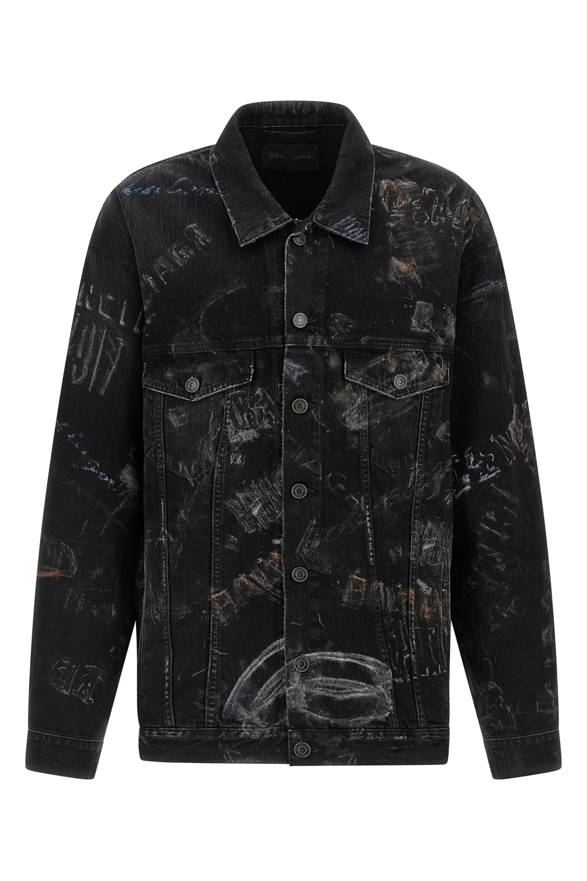 BALENCIAGA M all over washed crayon cotton denim jacket oversize