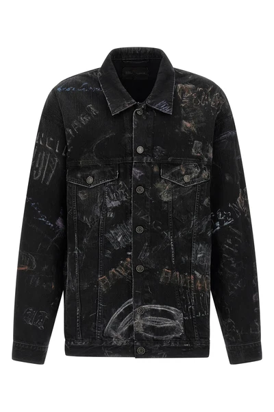 all over washed crayon cotton denim jacket oversize