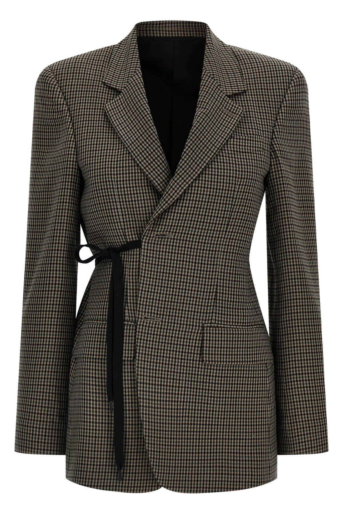 BALENCIAGA 34 wrap tailored check print lyocell single-breasted blazer