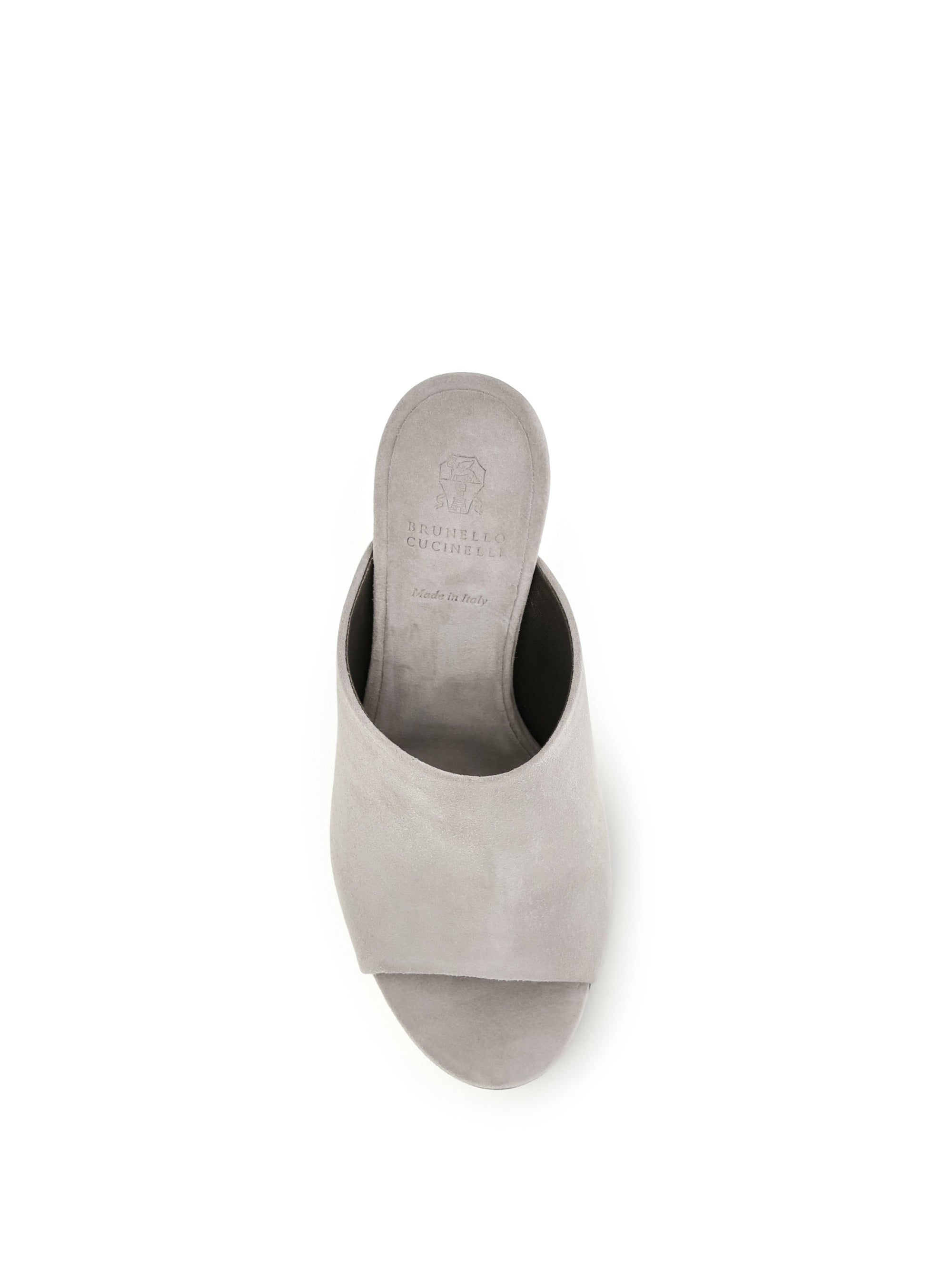 suede mules with precious heels