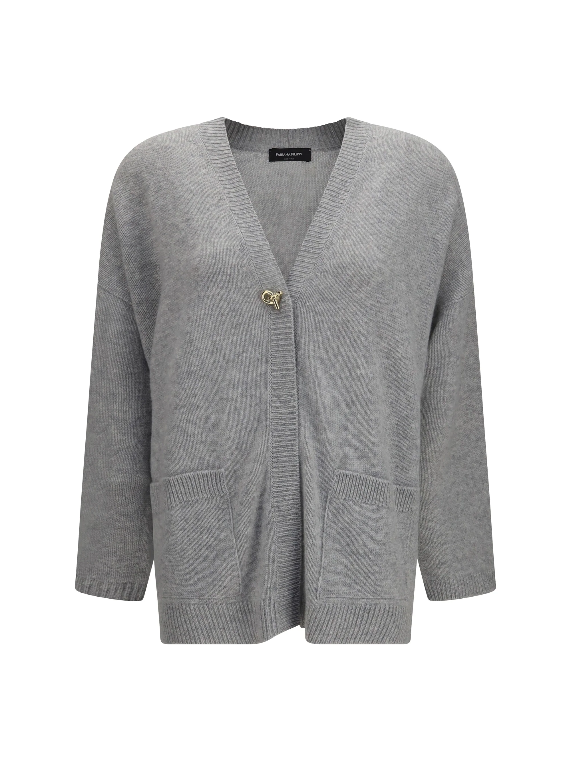 FABIANA FILIPPI 42 cashmere cardigan with v-neck and knot button