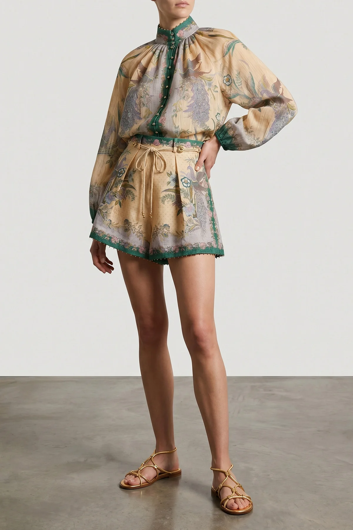 ZIMMERMANN 1 indra scarf print linen shorts