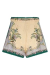indra scarf print linen shorts
