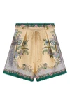 indra scarf print linen shorts