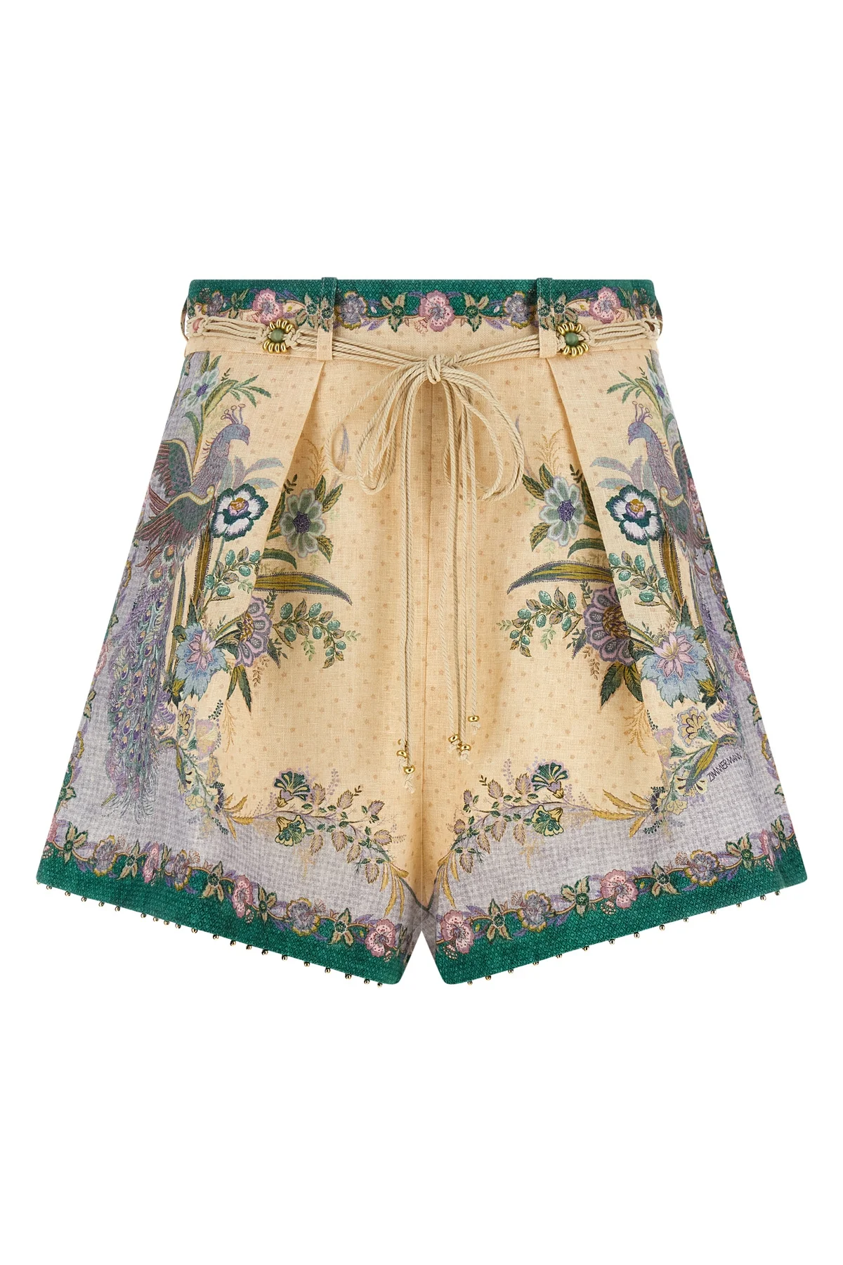 indra scarf print linen shorts