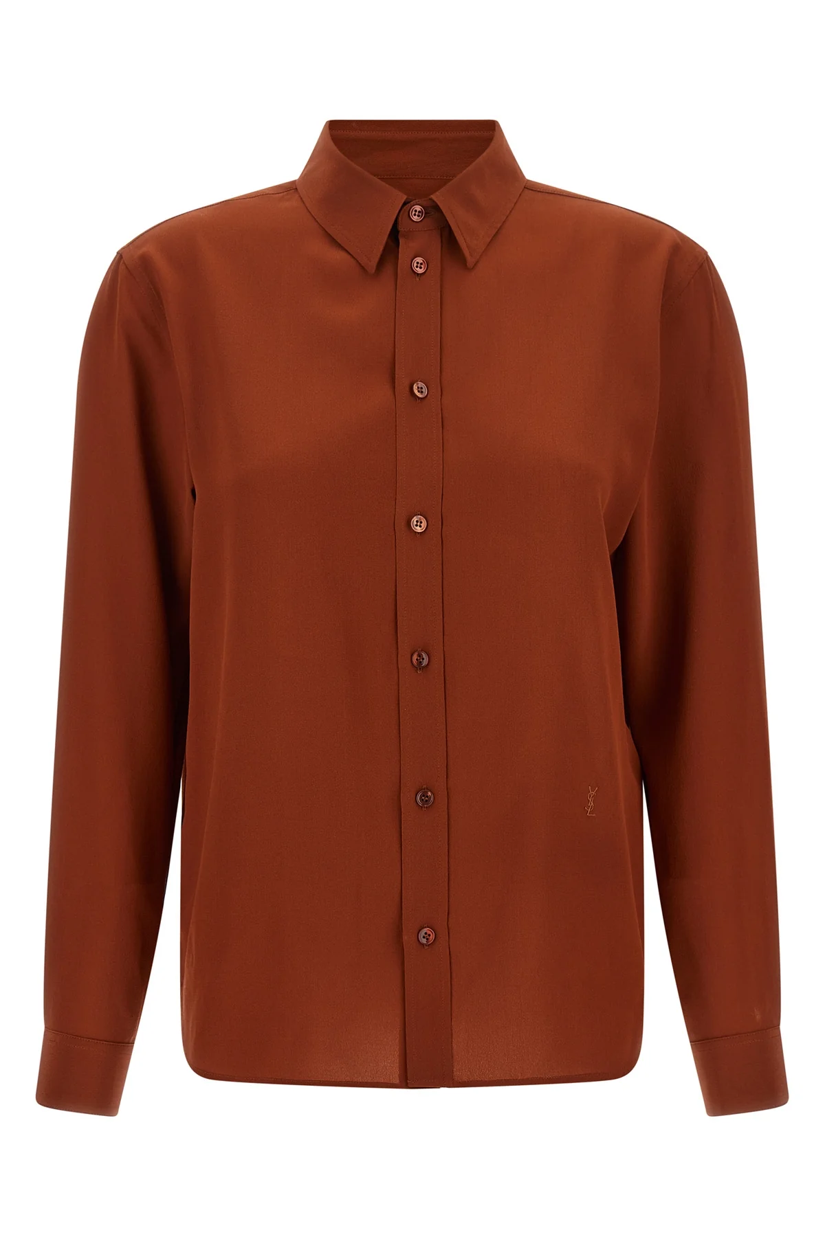 the saint laurent shirt in pure crepe de chine silk embodies a fluid and timeles