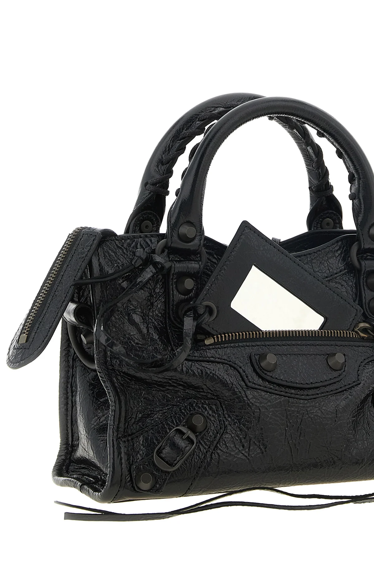 the balenciaga le city mini handbag is made of fine arena lambskin