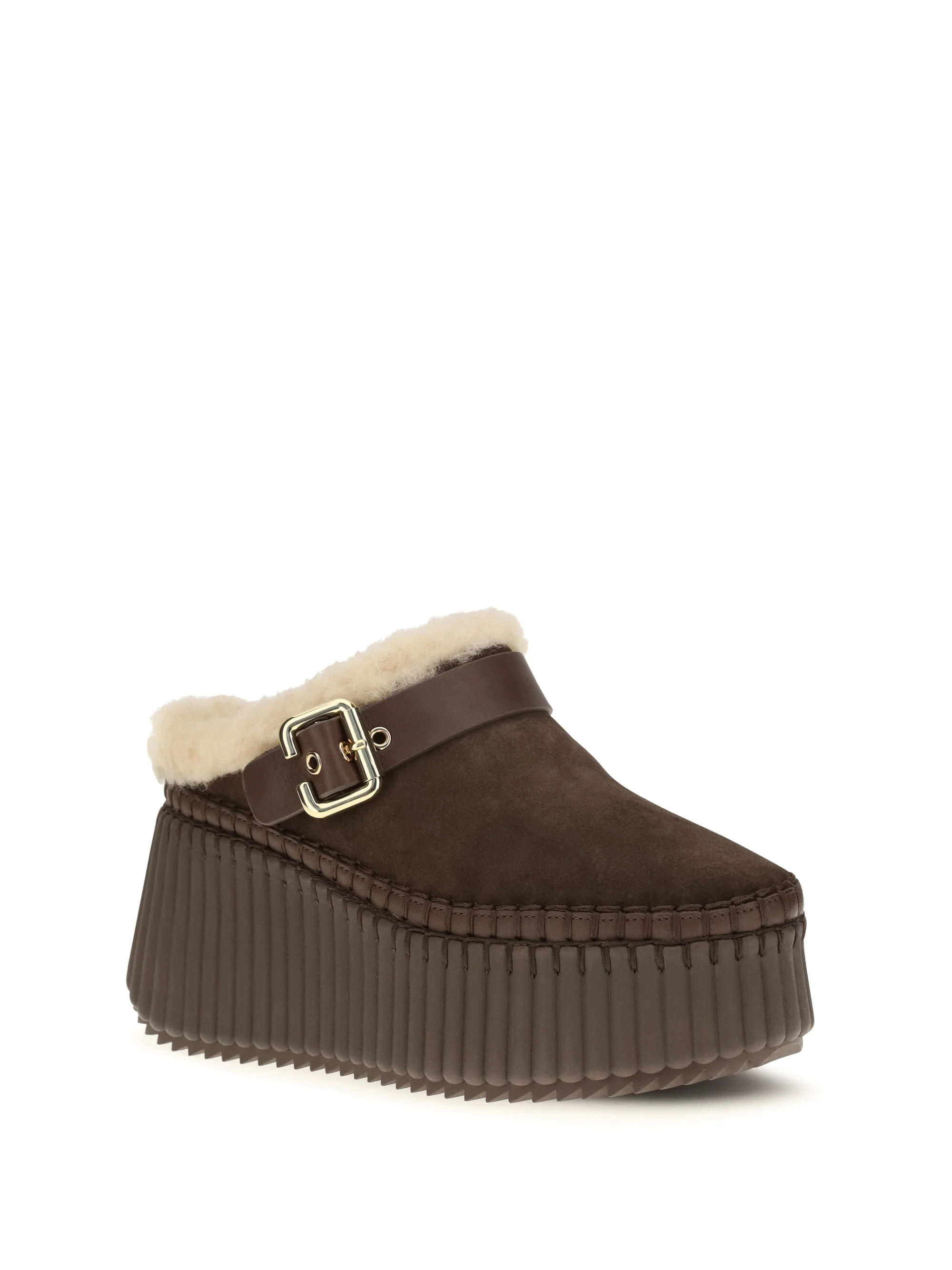 CHLOÉ 37 nama wedge mules 
