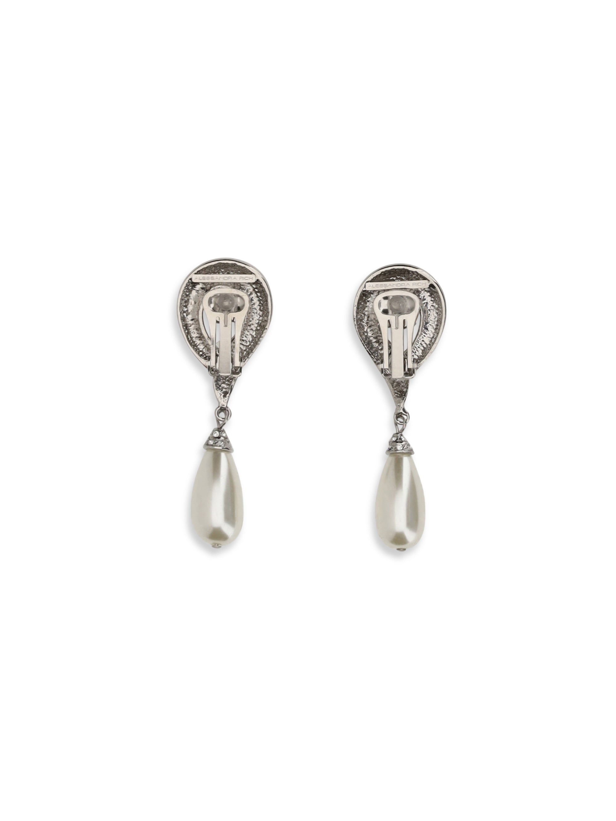 ALESSANDRA RICH OS crystal earrings with pearl pendants