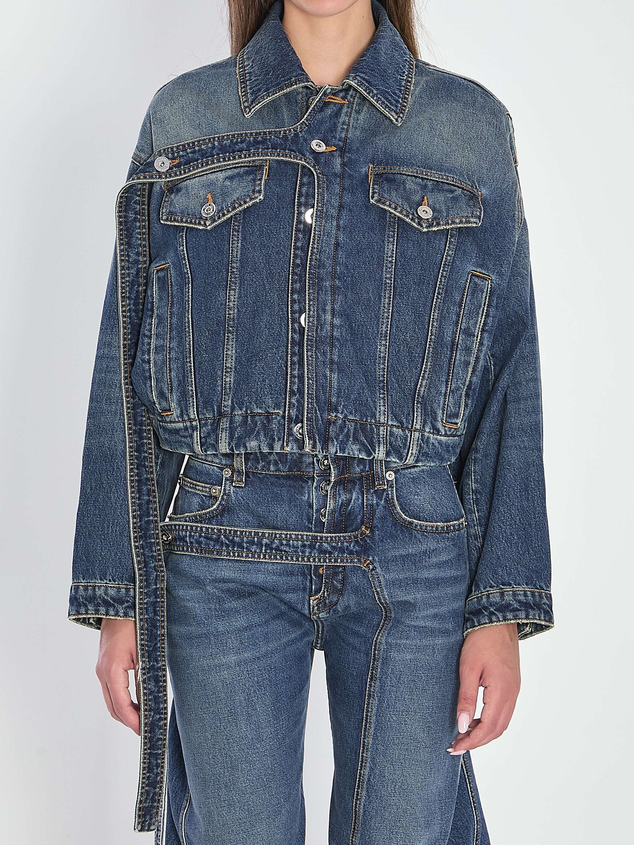 strap jacket in denim