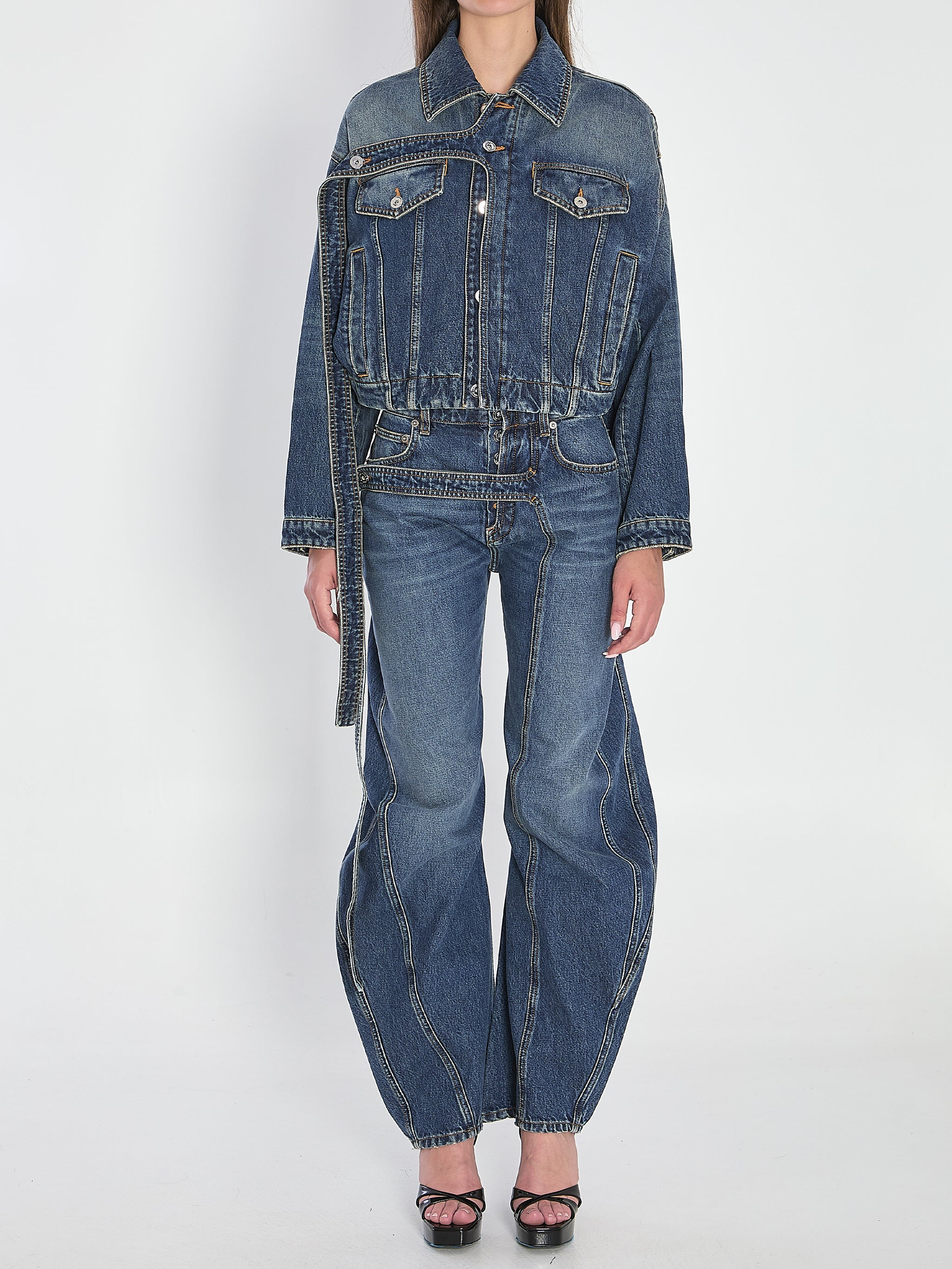strap jacket in denim