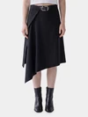 asymmetric midi skirt with belt
