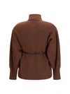 high neck cardigan with belt