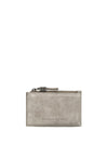 suede card holder with shiny zipper pull