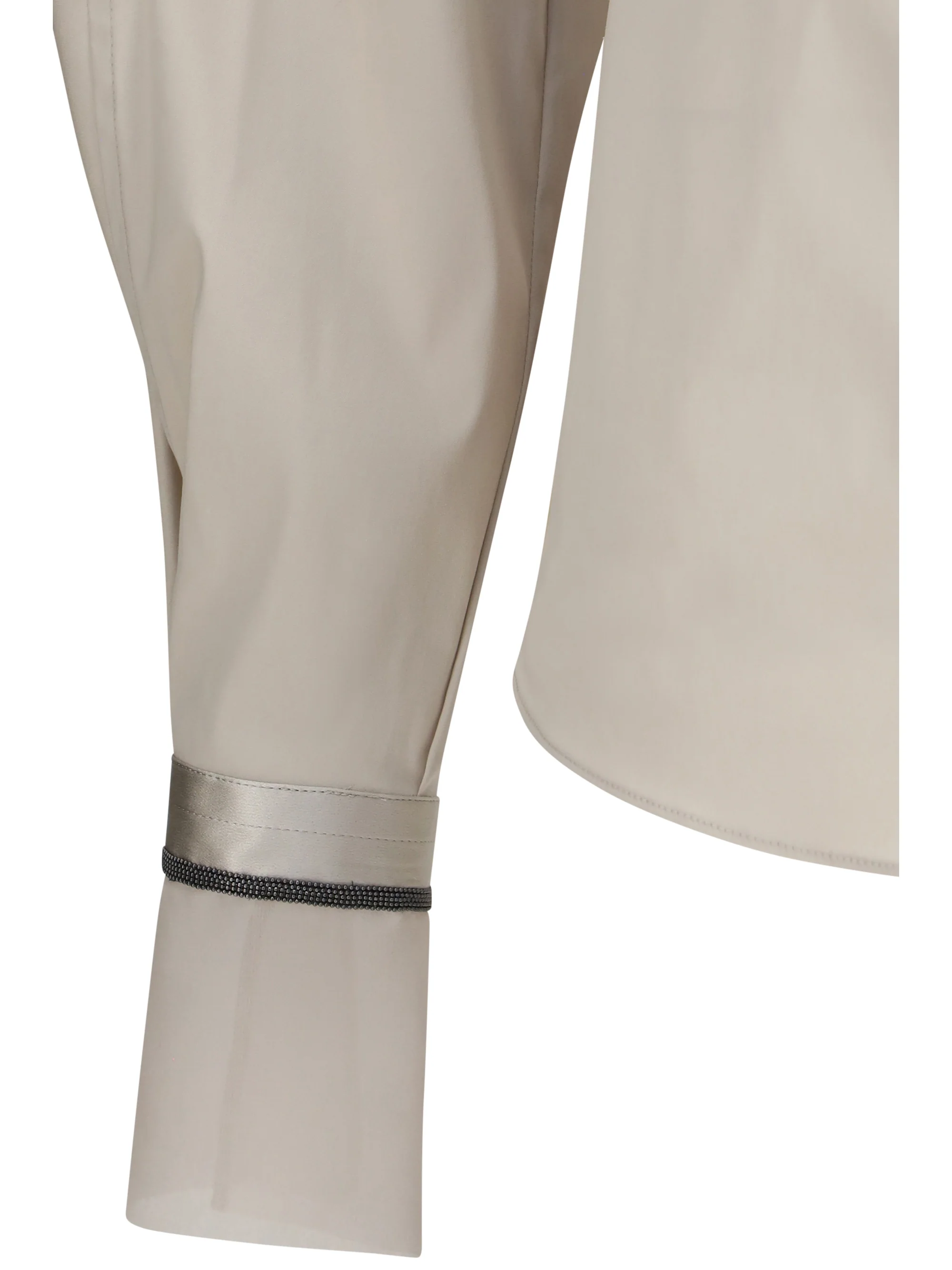 stretch cotton poplin shirt with shiny silk cuffs