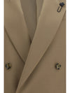 double-breasted stretch wool blend blazer