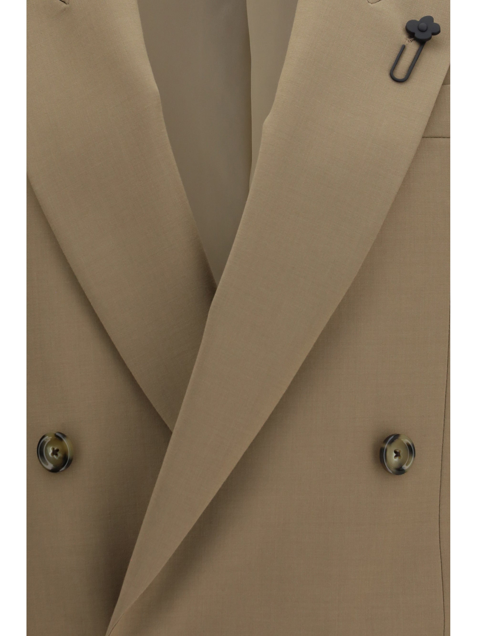 double-breasted stretch wool blend blazer