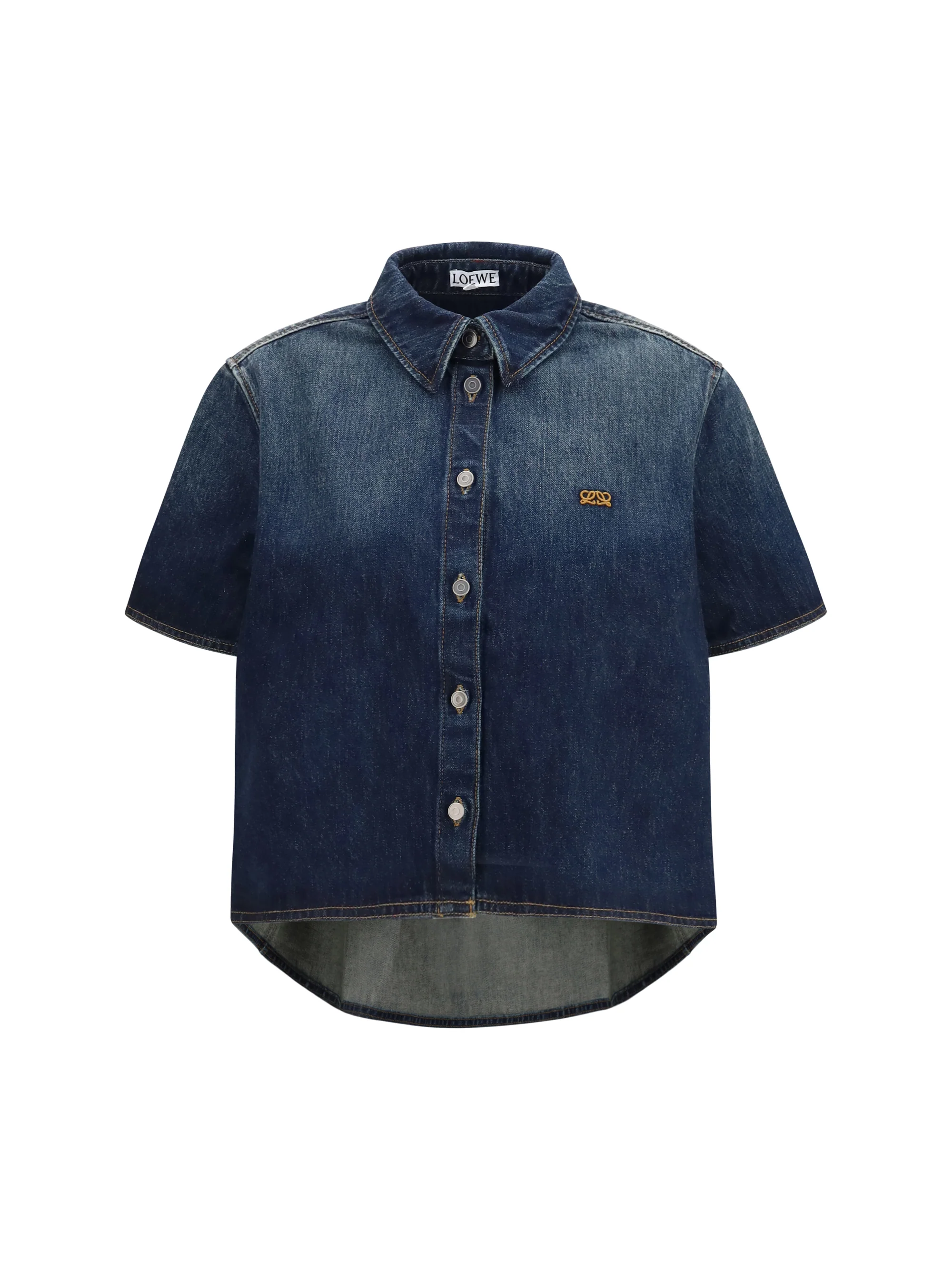LOEWE 38 short sleeve denim trapeze shirt