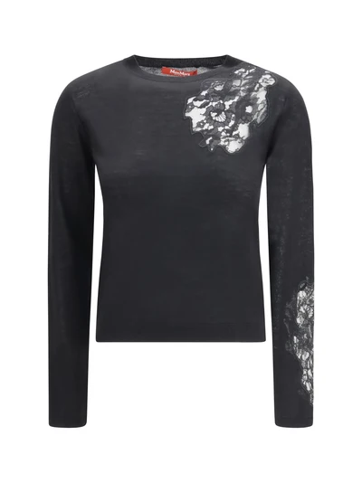 wool sweater with lace inserts