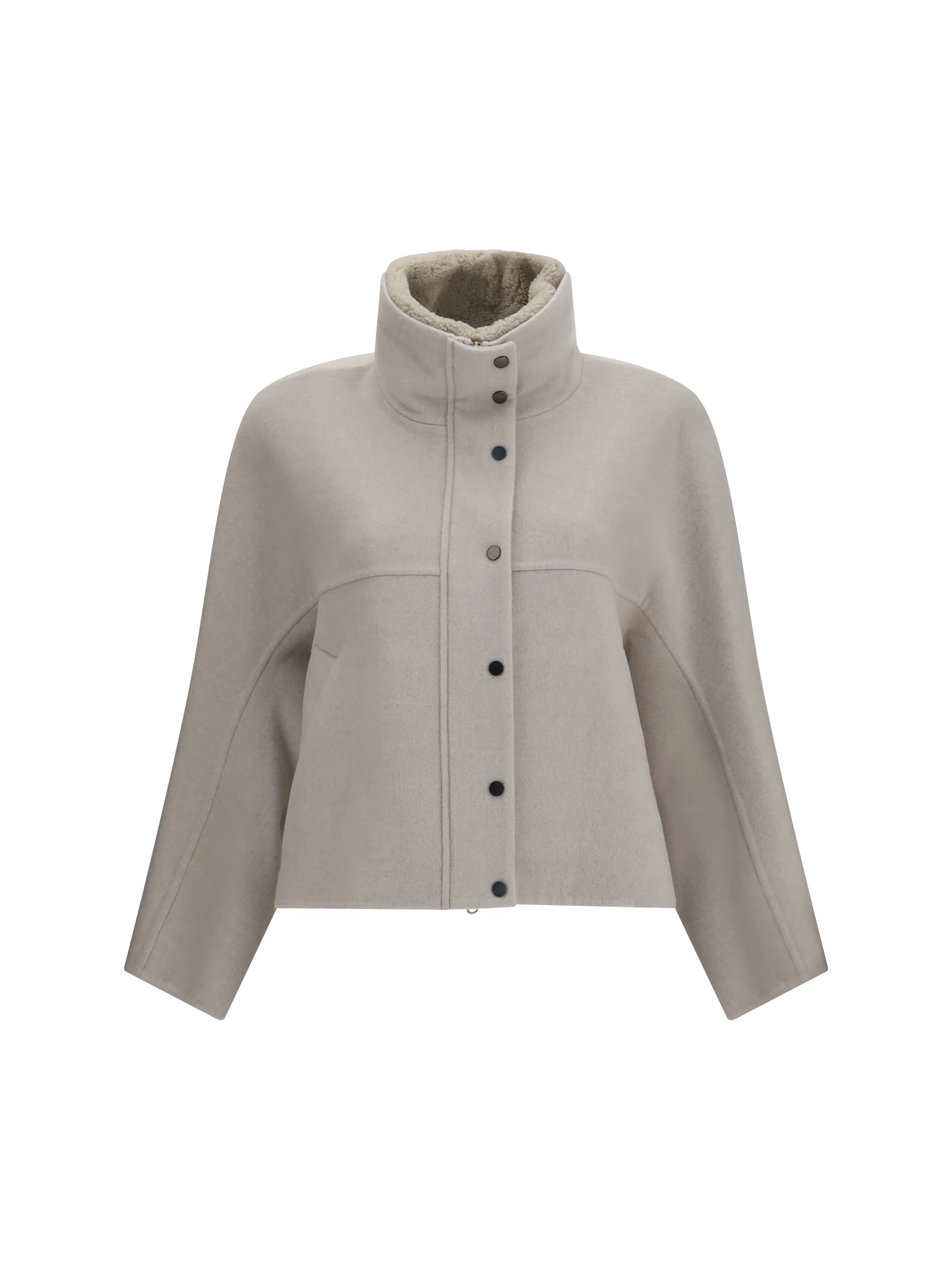 double-faced wool and cashmere jacket with detachable shearling insert