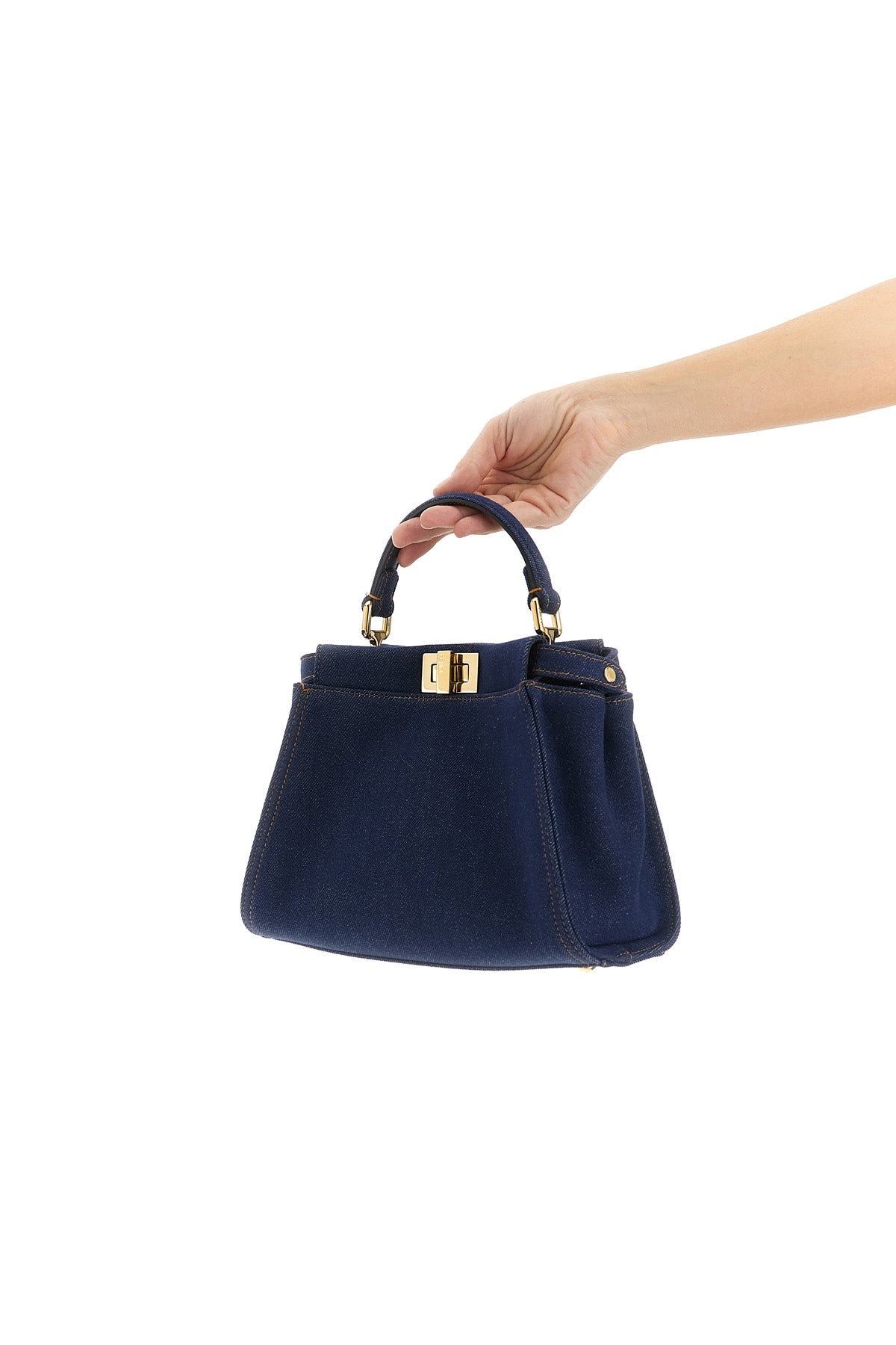 FENDI OS peekaboo mini denim handbag