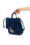 ff flocked cotton denim backpack and tone-on-tone smooth calf leather