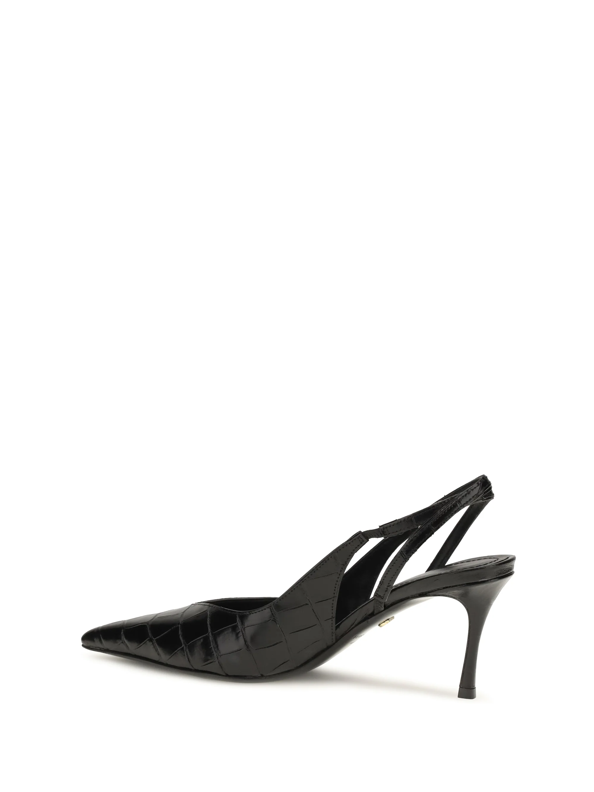 crocodile-effect leather slingback pumps
