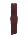 asymmetric semi-sheer midi dress