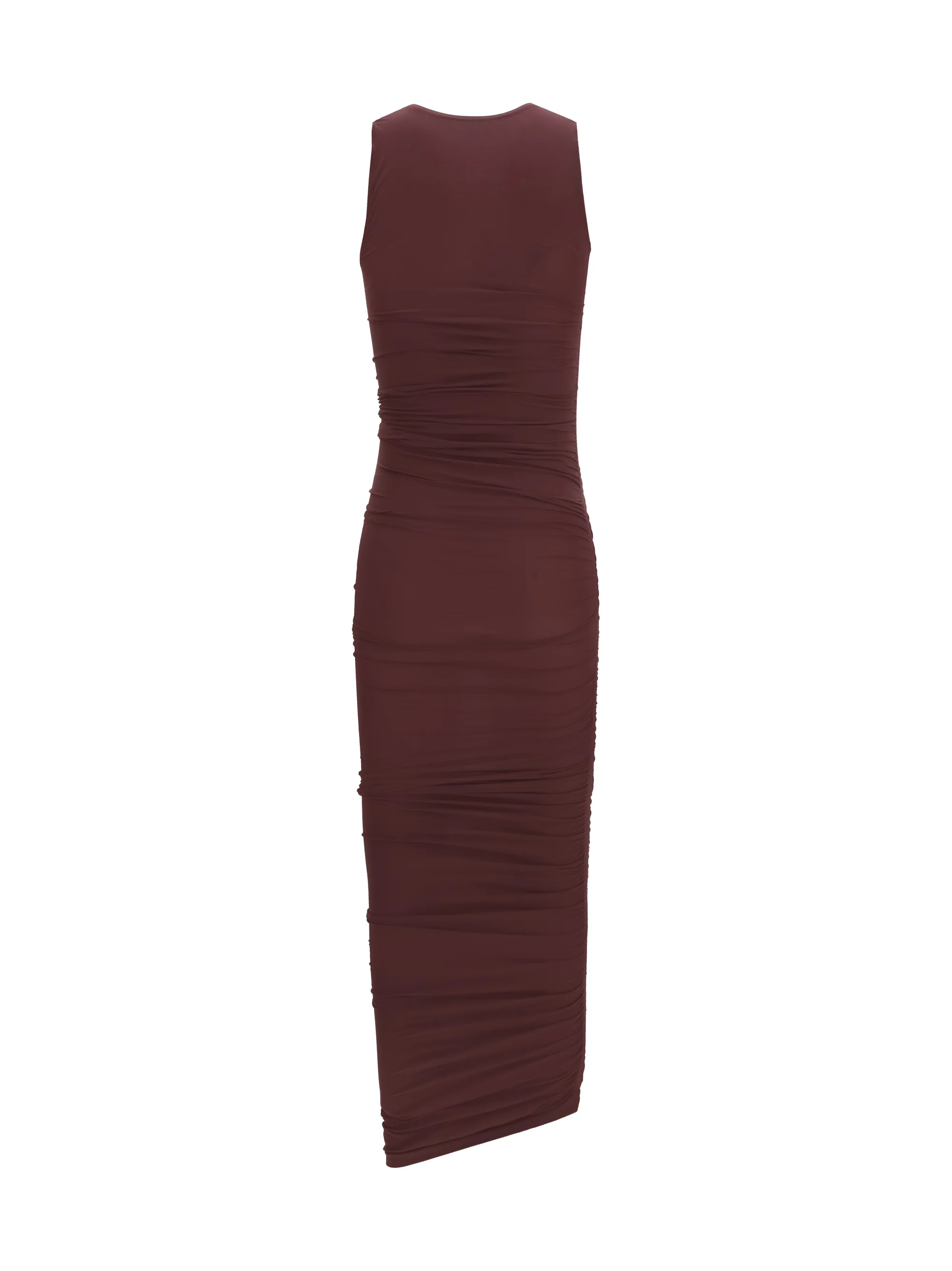 asymmetric semi-sheer midi dress