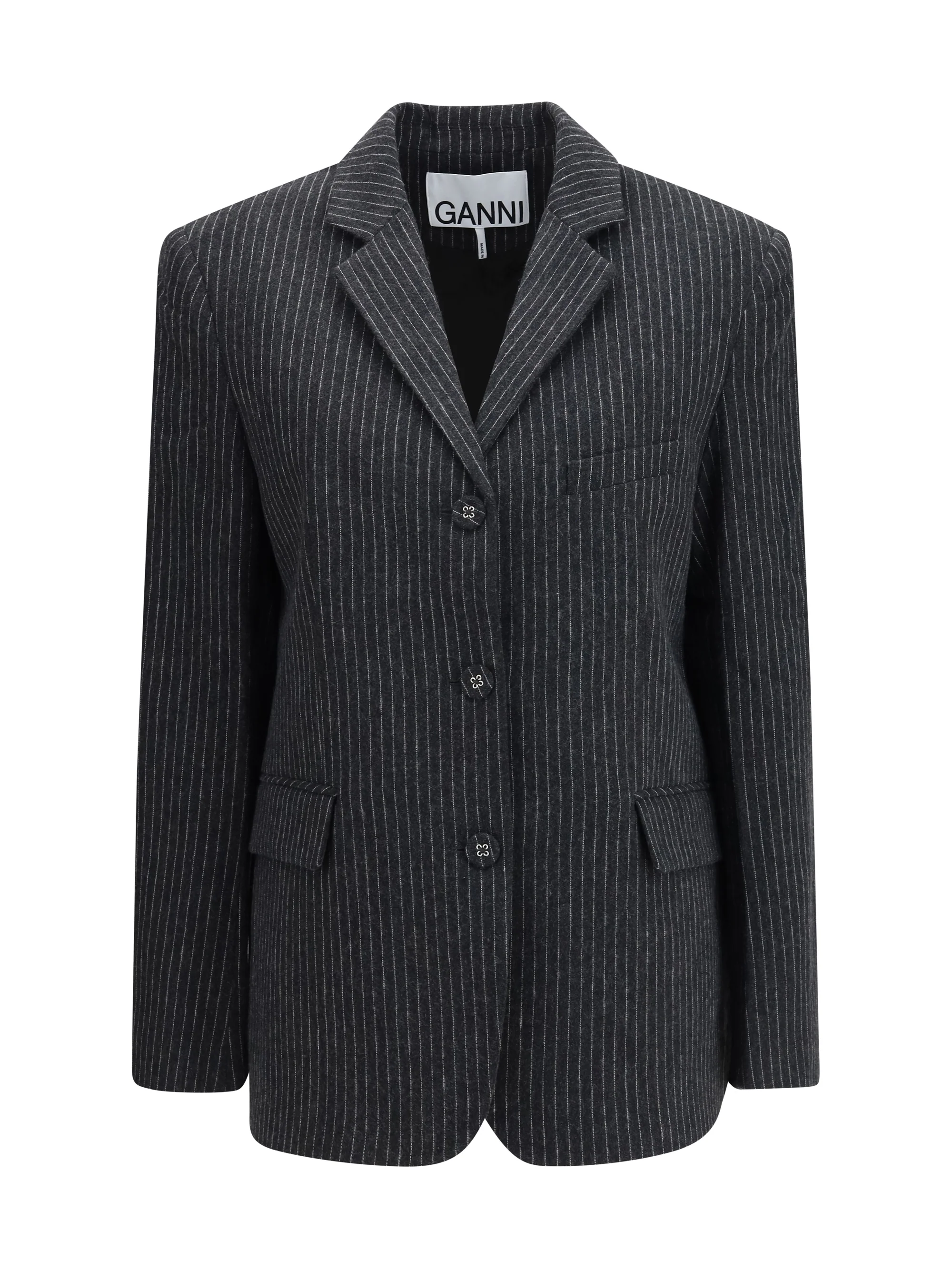 pinstripe wool blazer