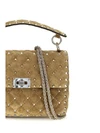 medium rockstud spike suede top handle bag