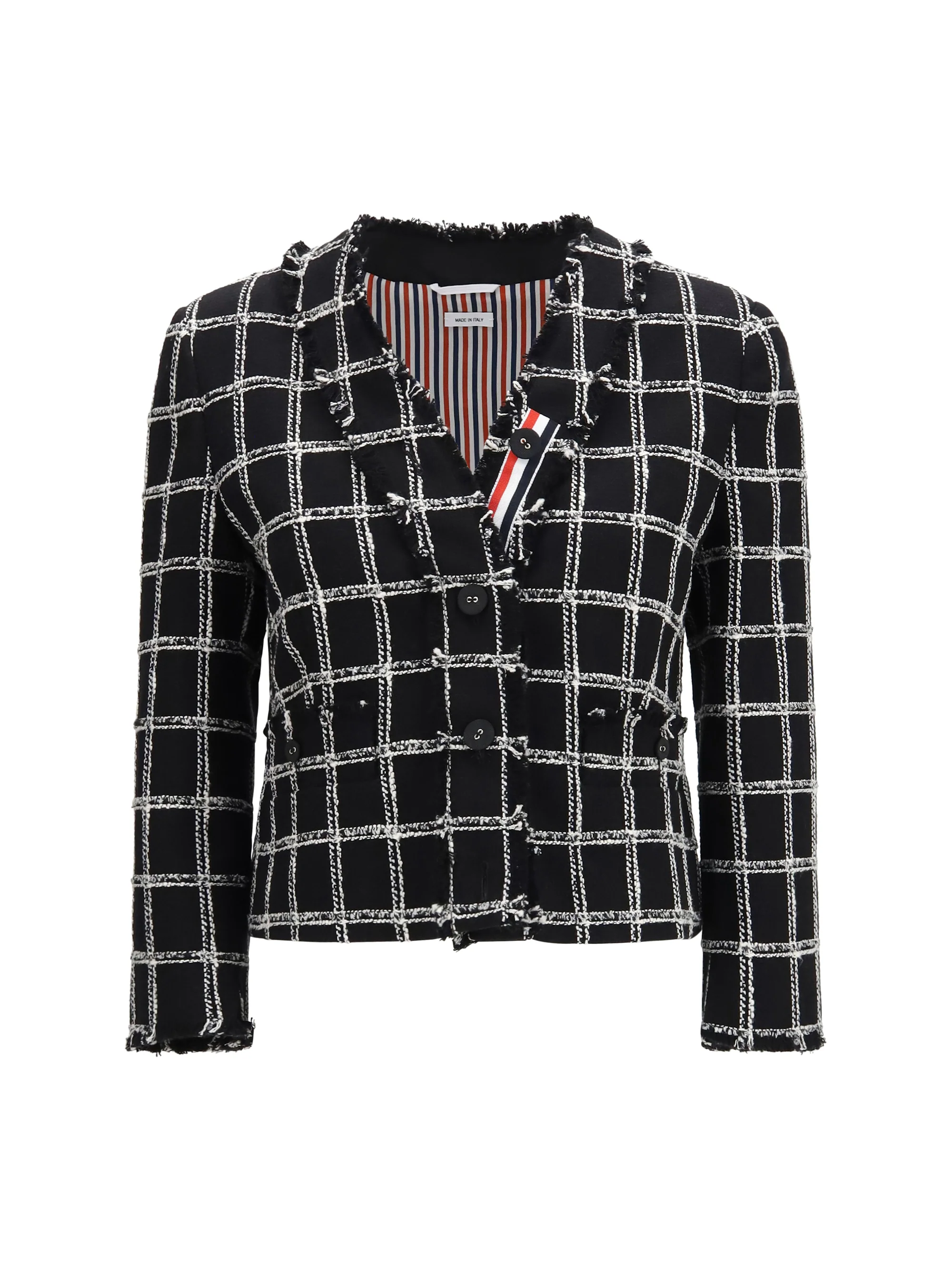 THOM BROWNE 40 checked tweed cardigan jacket