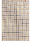 checked cotton poplin pencil skirt