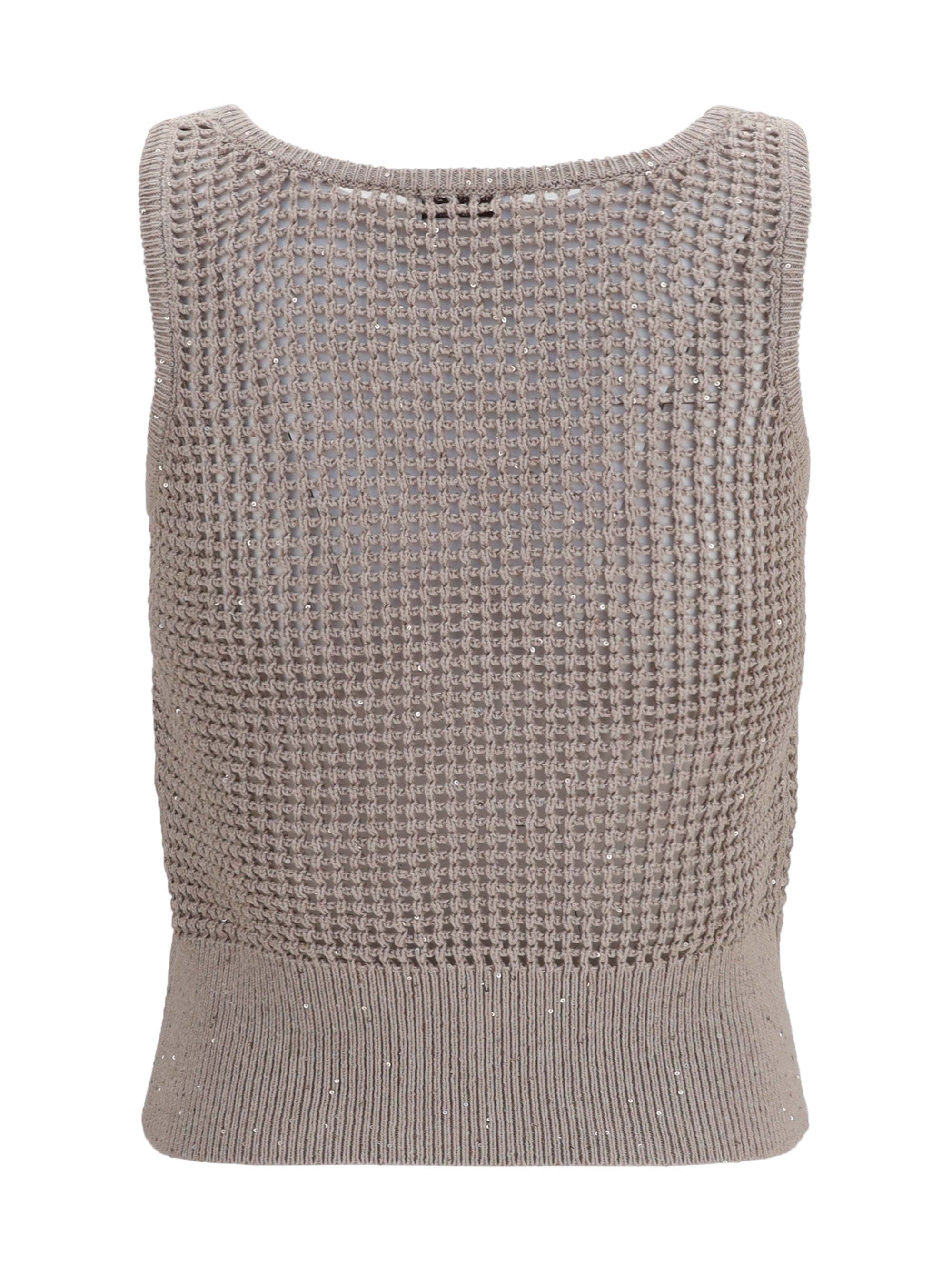 BRUNELLO CUCINELLI M perforated sequin tank top