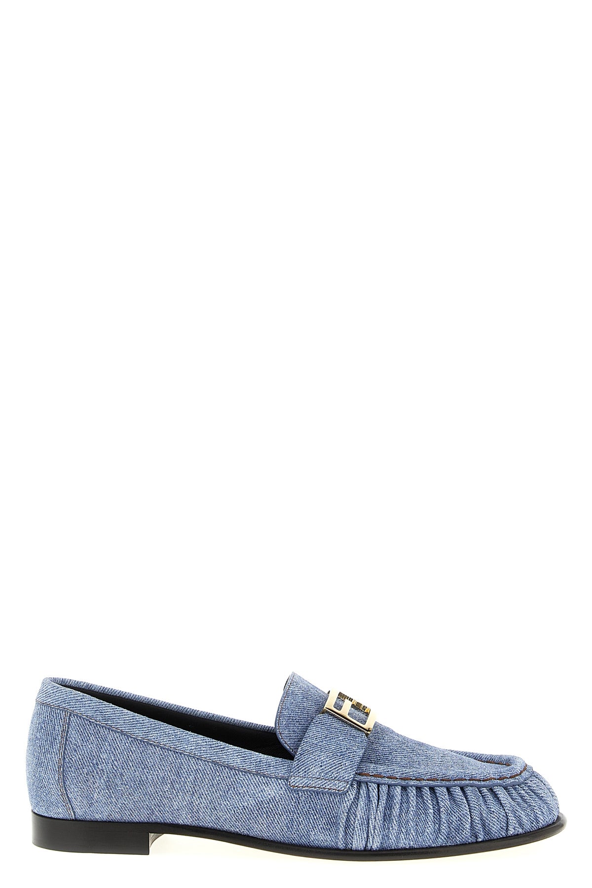 FENDI 36.5 baguette cotton denim loafers