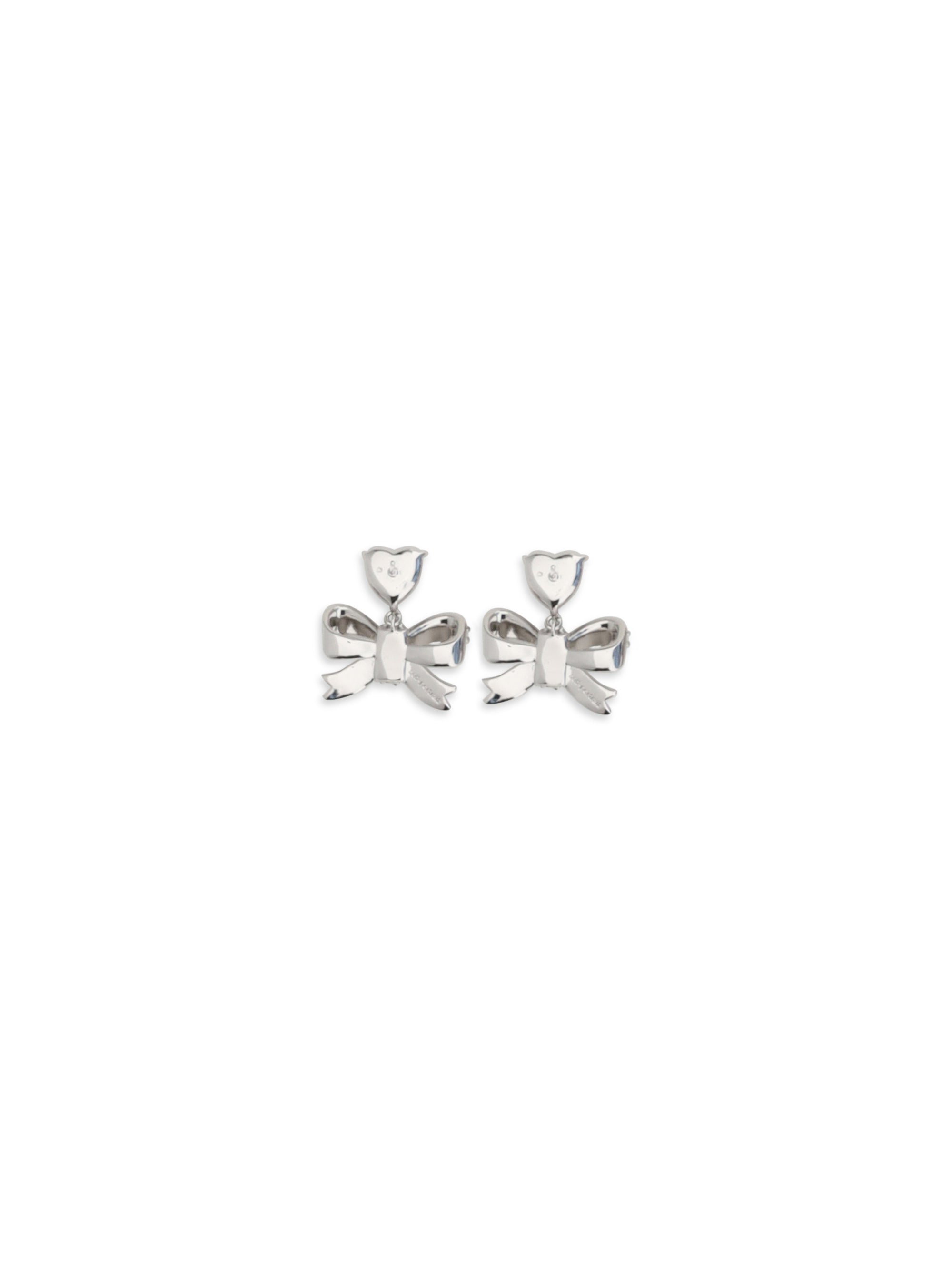 SELF-PORTRAIT OS heart-shaped crystal bow drop earrings