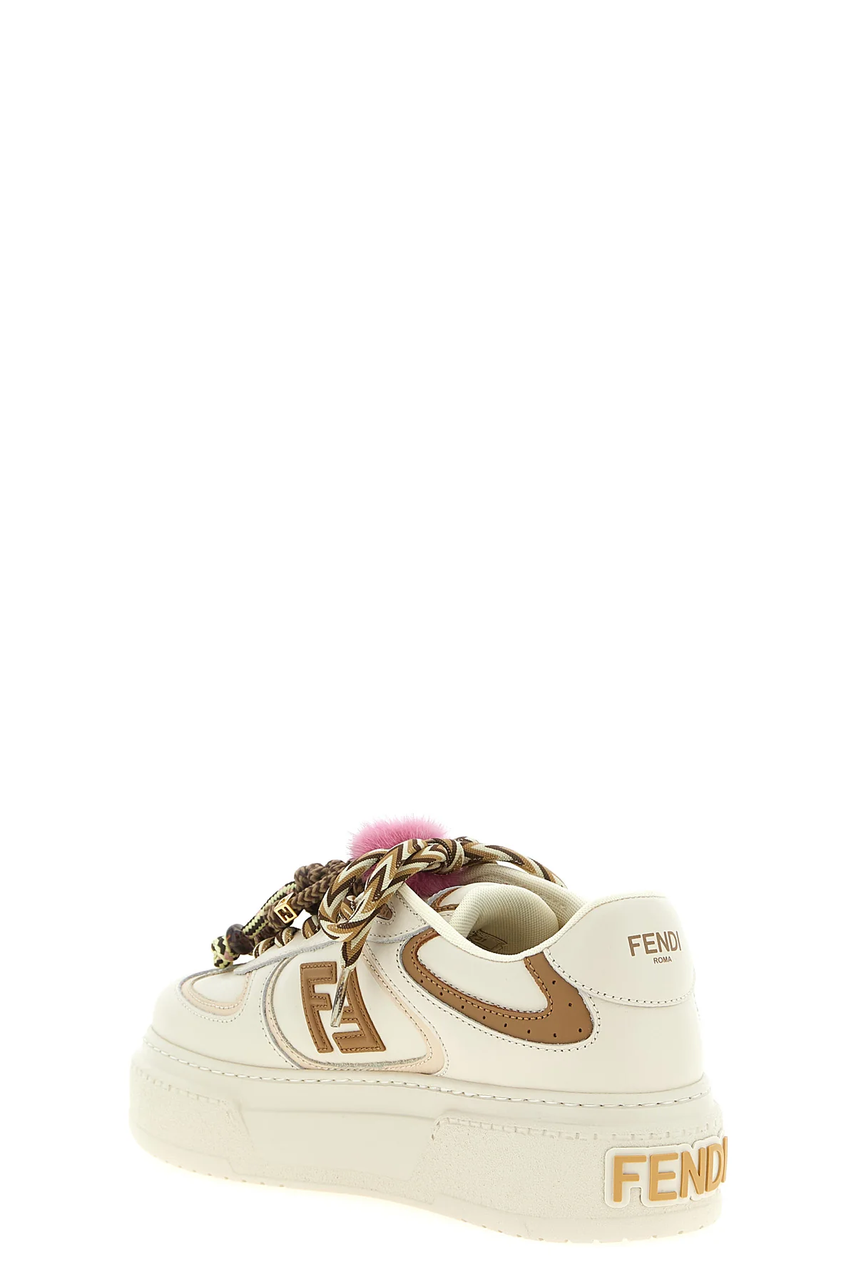fendi match leather sneakers embossed logo on the heel