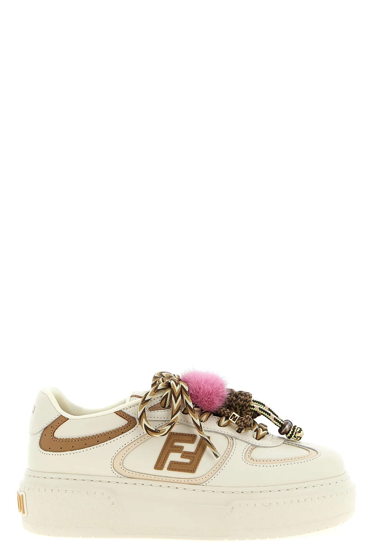 fendi match leather sneakers embossed logo on the heel