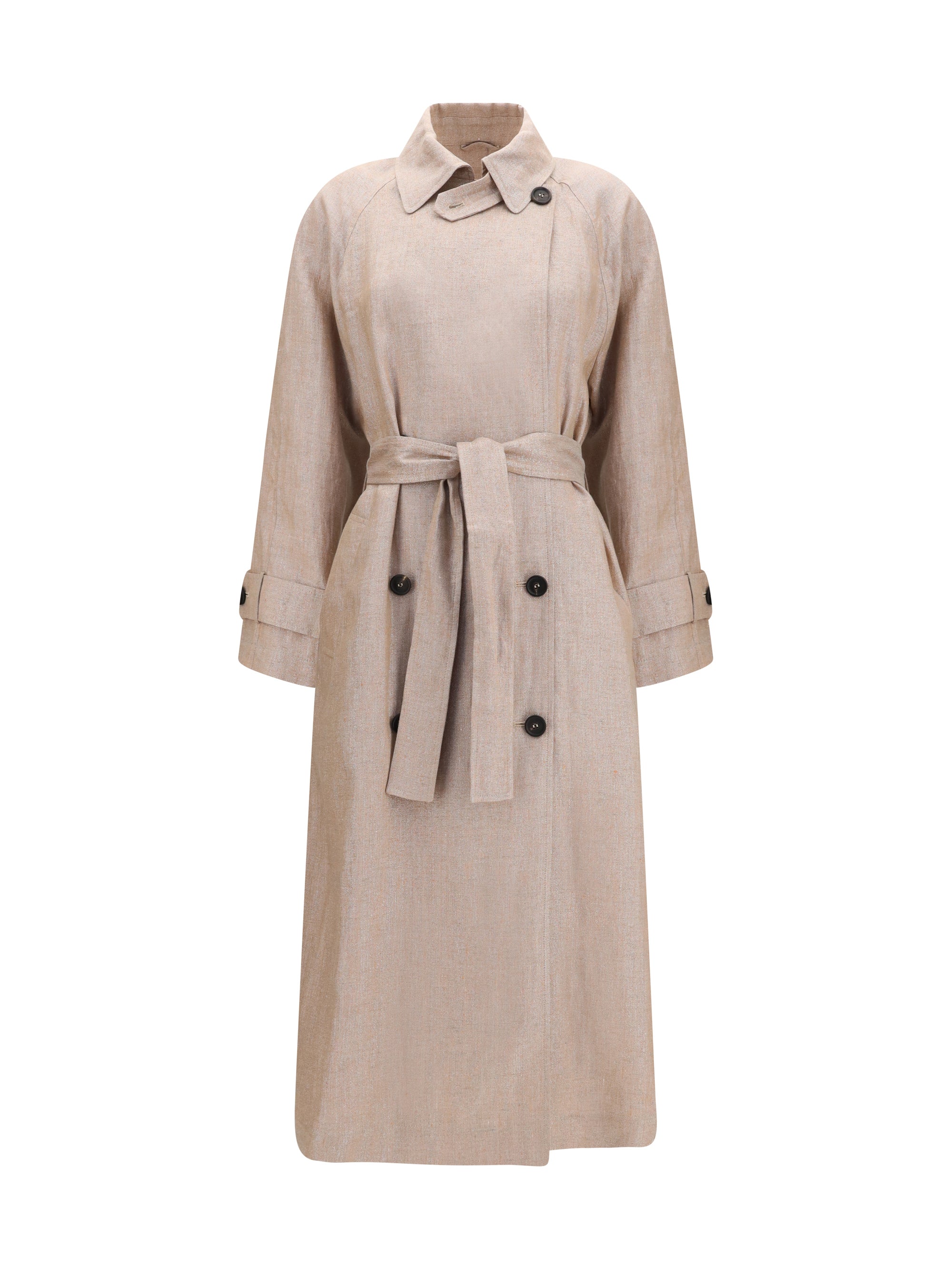 BRUNELLO CUCINELLI 36 linen trench coat with lurex