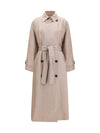 linen trench coat with lurex