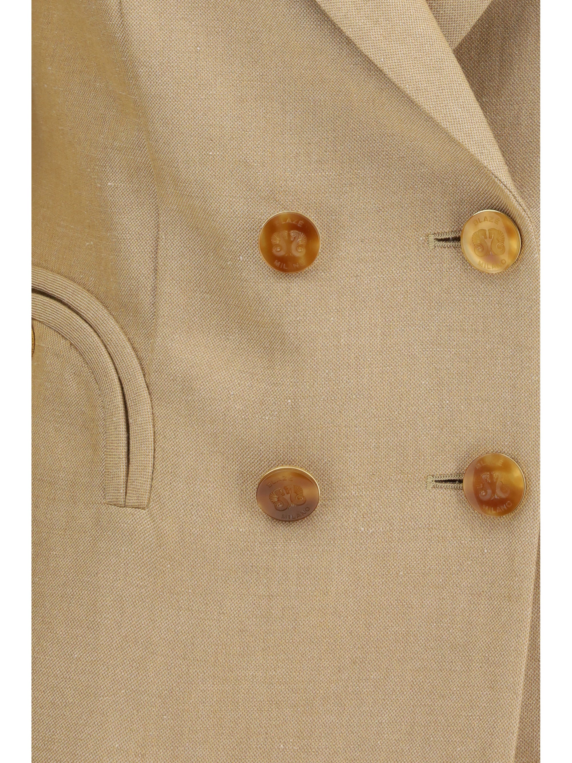 renegade charmer double-breasted linen-blend blazer