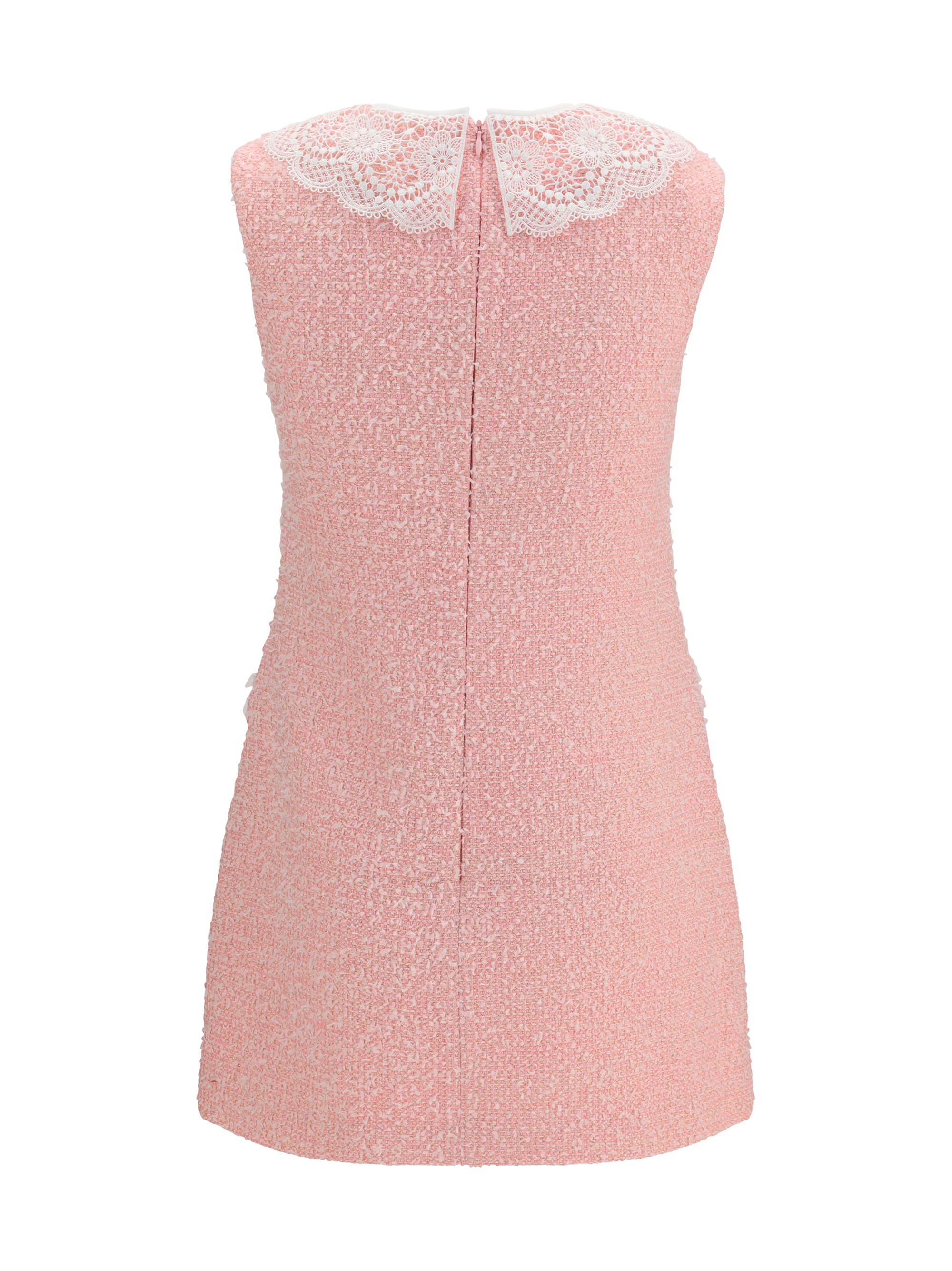 SELF-PORTRAIT 6 bouclé mini dress with lace collar 