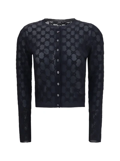 gg all-over viscose crepe cardigan