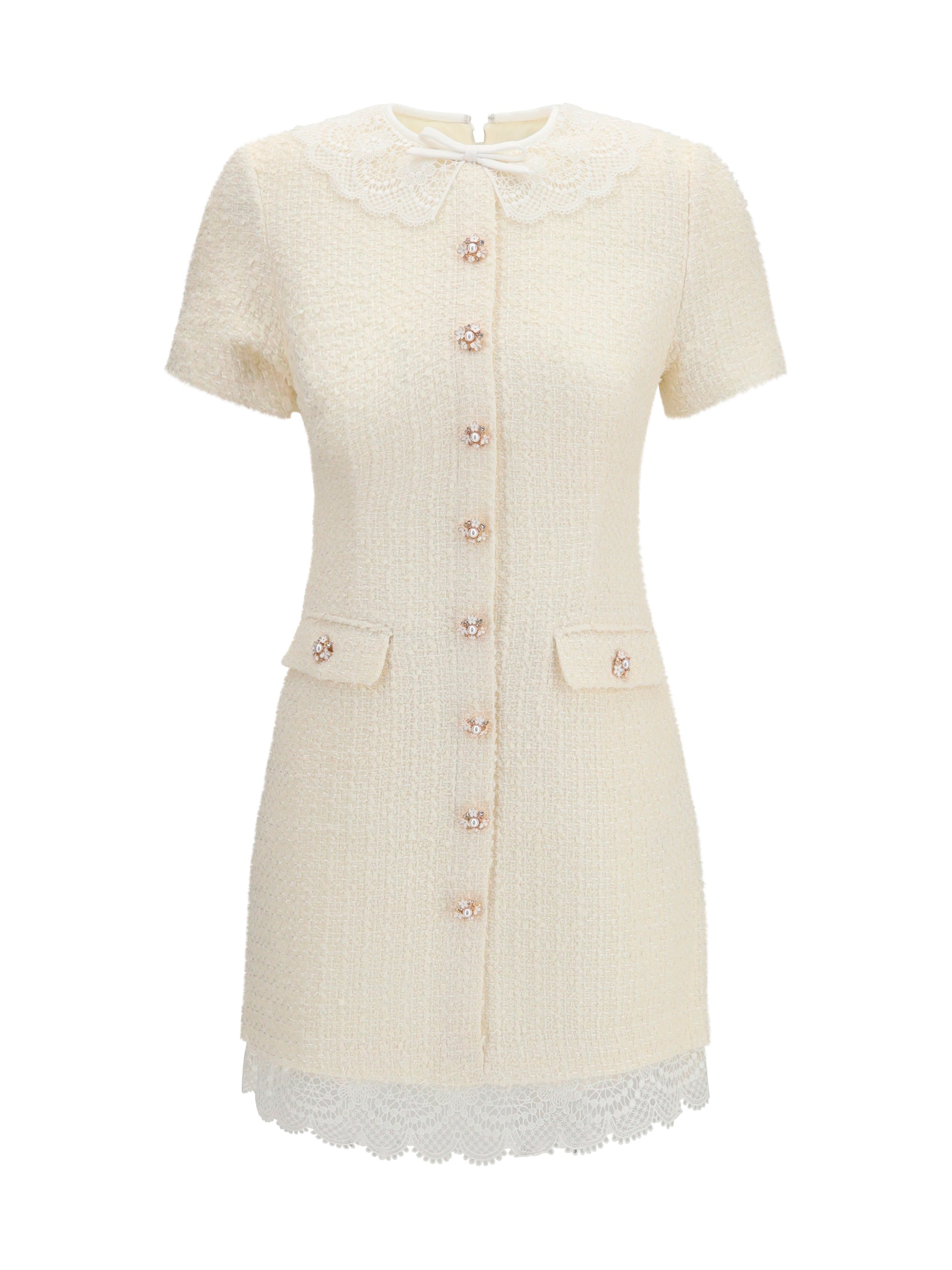 SELF-PORTRAIT 8 tailored mini dress with bouclé lace inserts