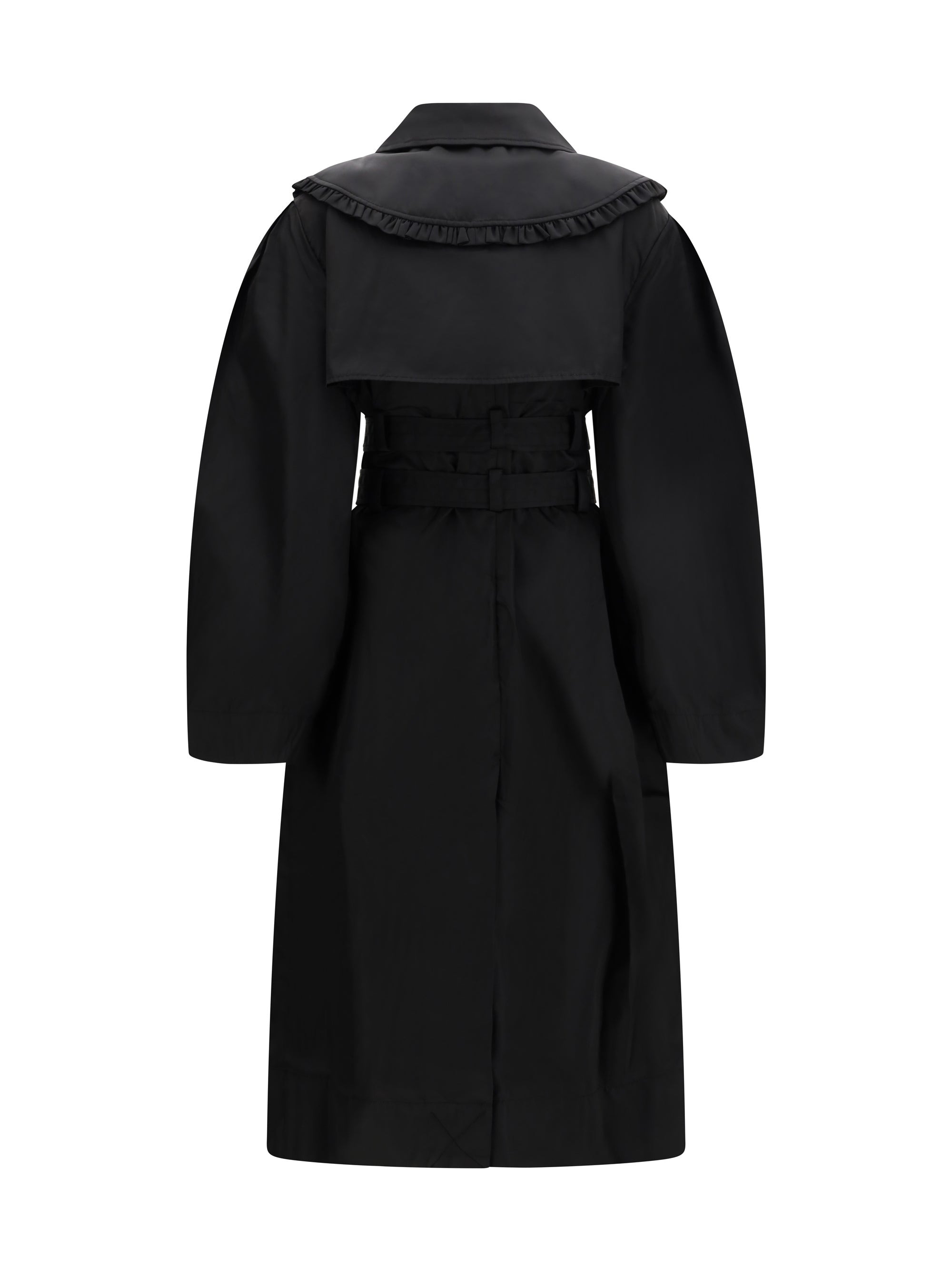 GANNI 36 belted double-breasted coat
