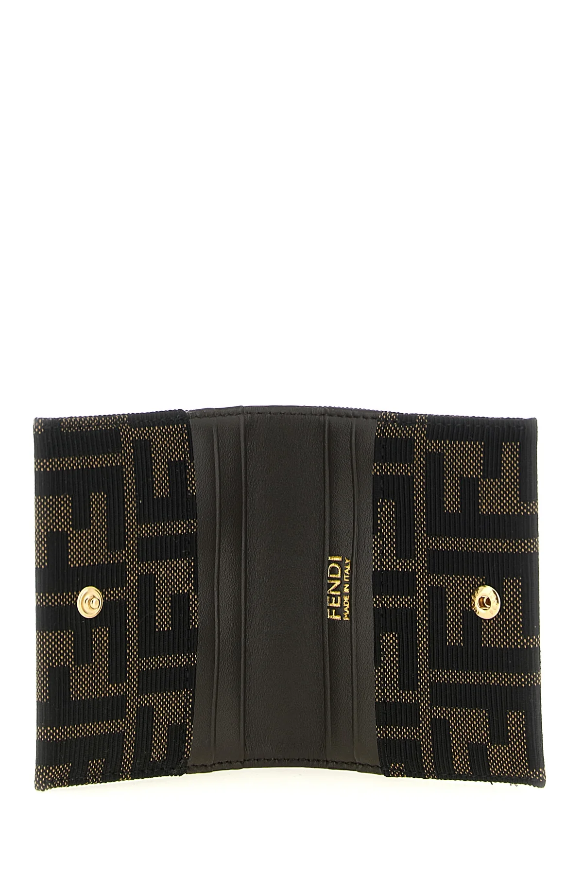 the fendi cardholder is distinguished by a compact folding construction