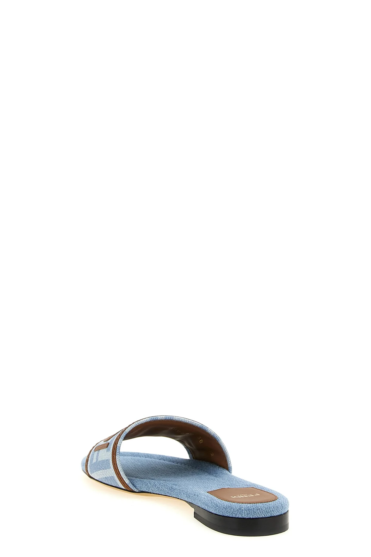 the fendi sunshine slide sandals are distinguished by a wide-band silhouette mad