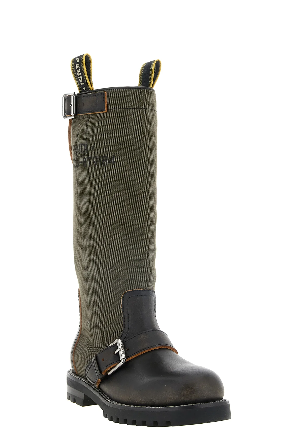 the fendi commando boots define a workwear-inspired aesthetic through a struct