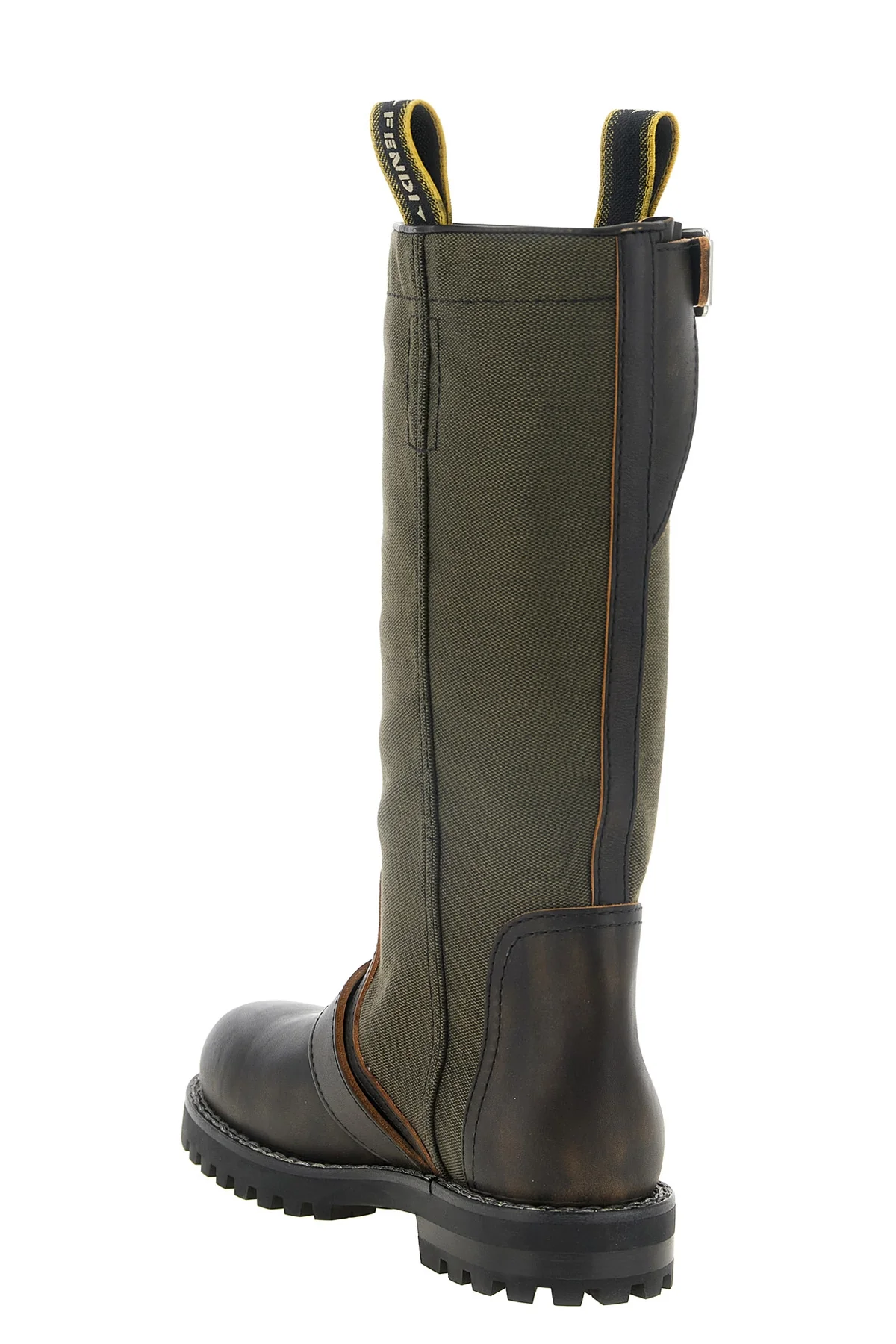 the fendi commando boots define a workwear-inspired aesthetic through a struct