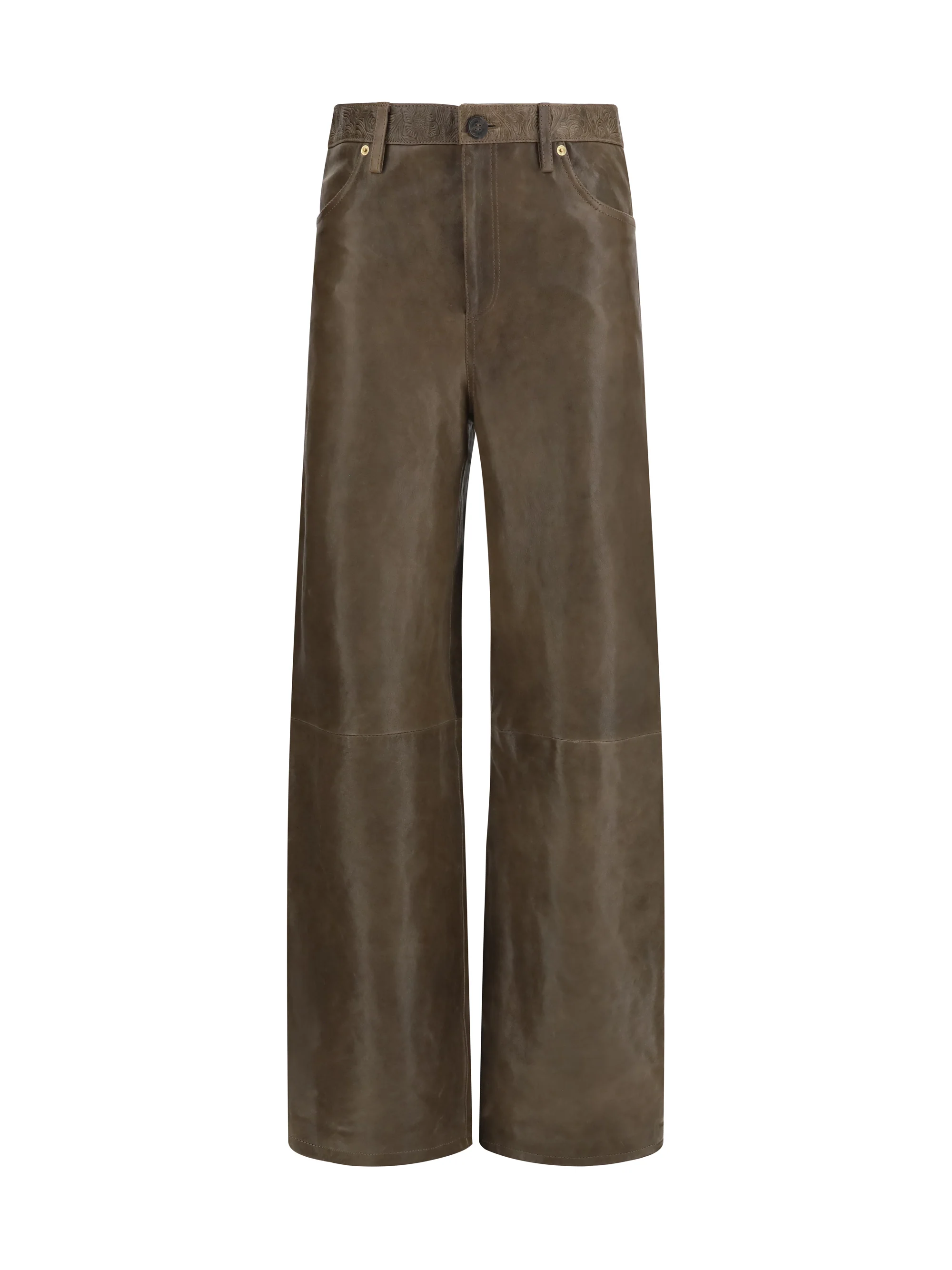 GOLDEN GOOSE 40 melany leather pants with embroidery